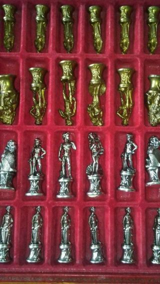 Vintage Made In Italy Chess Set.  Very Heavey Detailed Sculptures.  Backgammon