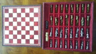 VINTAGE MADE IN ITALY CHESS SET.  VERY HEAVEY DETAILED SCULPTURES.  BACKGAMMON 3