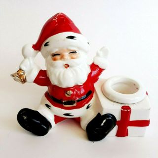 Vintage Santa Claus Candle Holder Topline Imports Japan Christmas Ceramic
