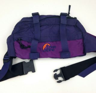 Vtg Lowe Alpine Fanny Pack Hiking Large Purple Retro Web Straps Waist Pack
