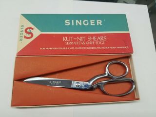 Singer Vintage Sewing Scissors Shears Kut - Nit Serrated & Knife Edge C808