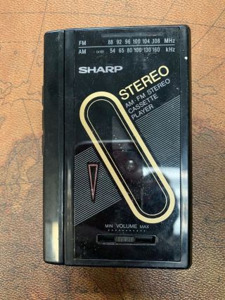 Vintage Sharp Portable Walkman Personal Stereo Cassette Player Jc - 130 (bk)
