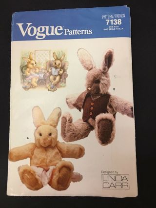 Vintage,  Vogue 28 " Stuffed Boy & Girl Bunny Rabbit Pattern By Carr