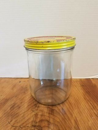 Vintage Glass Peter Pan Peanut Butter Jar Metal Lid 3 Lb.  Large Ball B11