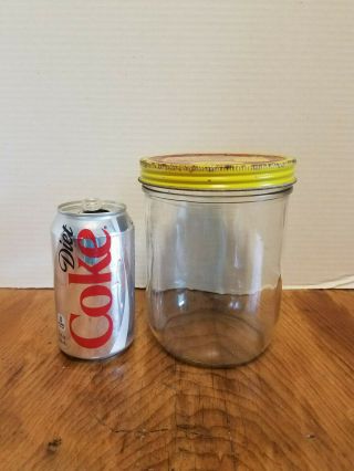 Vintage Glass PETER PAN Peanut Butter Jar Metal Lid 3 LB.  Large BALL B11 3