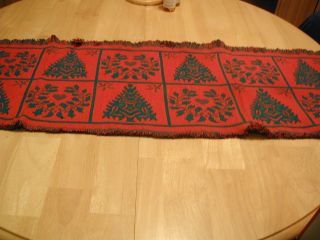 Vintage Reversible Christmas Table Runner Red And Green 72 " X 13 "
