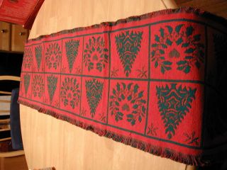 VINTAGE REVERSIBLE CHRISTMAS TABLE RUNNER RED AND GREEN 72 