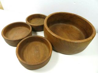 Vintage Teak Wood Salad Bowl Set,  4 Piece Set " Goodwood "
