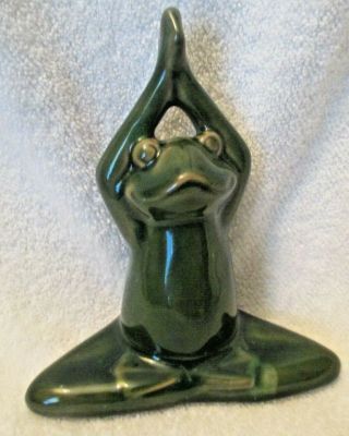 Vintage Ceramic Frog In Yoga Meditation Position Figurine Statue 6 " Tall