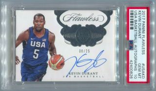 17 - 18 Panini Flawless Kevin Durant Autograph Usa Basketball Auto /25 Psa 10