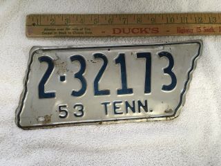 1953 Tennessee State Shape License Plate 2 - 32173 Shelby County