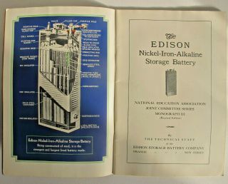 Edison Nickel - Iron - Alkaline Storage Batteries 40 Page Booklet Copyright 1930