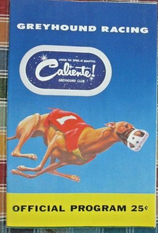 Vintage Caliente Tijuana Mexico Greyhound Racing Official Program - 1961