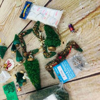 vtg dollhouse decorations & evergreen fireplace garland 1:12 scale 3