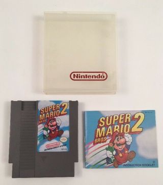Vintage 1985 Nes Mario Bros 2 Game Cartridge Instructions Nintendo Case