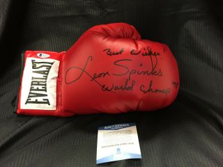 Leon Spinks " 78 Champ " Signed Autograph Red Everlast Boxing Glove Bas D65911