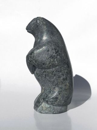 Authentic Inuit Polar Bear Soapstone Carving Signed Disc Number Sm Sculpture Vtg