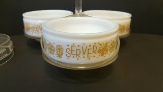 Vintage Gemco Butterfly Gold Condiment Server Lazy Susan w/ 3 Bowls & Lids 2