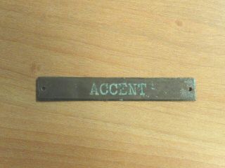Vintage " Accent " Engraved Horse Stable Stall Brass Nameplate