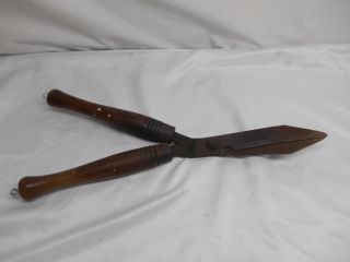 Antique Primitive Hedge Tree Branch Clippers Wood Handle Tool Old Vtg Decor