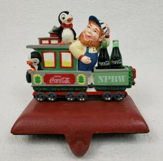 Vintage Coca Cola North Pole Express Cast Iron Christmas Stocking Holder 1995