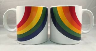 Set Of 2 Vintage Rainbow Coffee Mugs By Ftd Ceramic Mug Cup