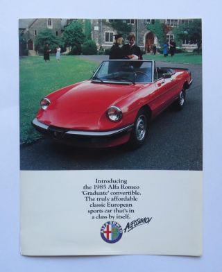 1985 Alfa Romeo Graduate Convertible Brochure Vintage