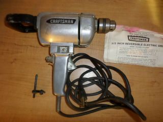 Vintage 1969 Craftsman 1/2 " Industrial Reversible Drill Tool 1/2 Hp 8 Lb -