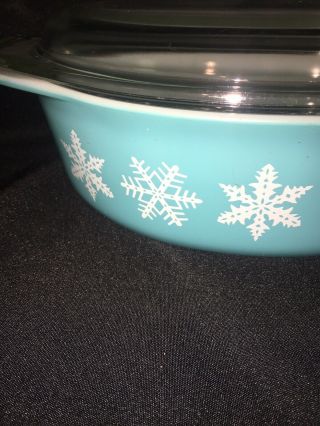 Vintage Pyrex Turquoise Snowflake 045 Casserole With Lid 2 1/2 Quart 3