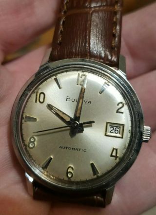 Vintage 1969 17j Bulova Automatic Mens Stainless Steel Watch In