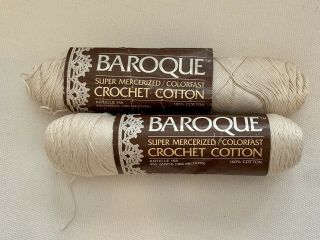 Vtg 90’s Baroque Crochet Cotton Mercerized Colorfast Color Ecru 400 Yds