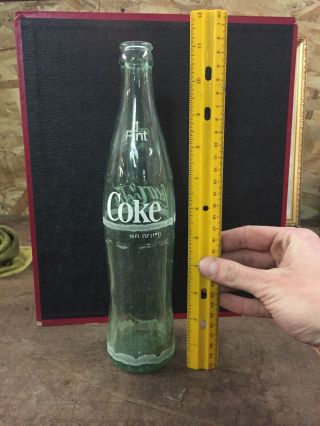 Vintage Old Glass Coca - Cola Coke Bottle 1 Pint Painted Lable 16 oz Oklahoma 1 3