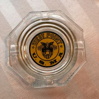 Vintage United States Military Academy West Point Glass Ashtray U.  S.  M.  A.