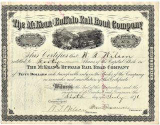 The Mckean & Buffalo Rail Road Co.  40 Shares Stock Certificate