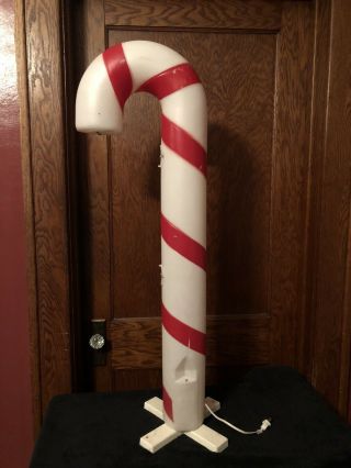 Vintage Christmas Candy Cane Empire Red Stripes Blow Mold Plastic W/stand 40 "