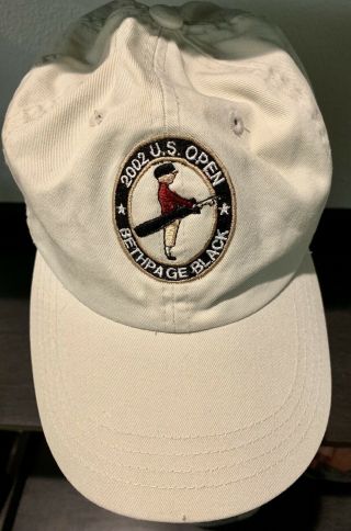 2002 U.  S.  Open Bethpage Black Cotton Strapback Hat W/ Jp Morgan Chase Logo