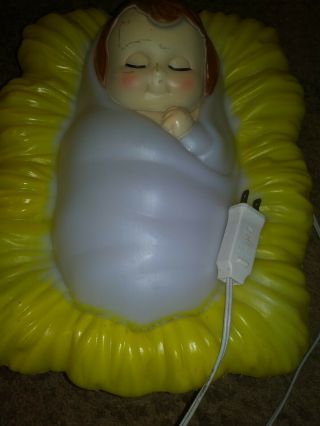 Vintage Christmas Baby Jesus Nativity Empire Plastics Blow Mold Light Up