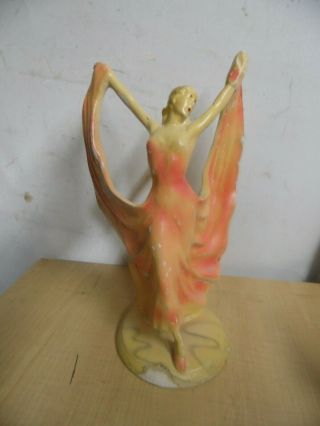 Vintage Carnival Prize Chalkware Figurine Pin - Up Girl Risque Dancer Estate Find