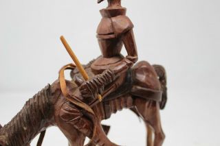 Vintage JOSE PINAL Sculpture Mexican Folk Art Wood Carving J.  Pinal Man on Horse 3