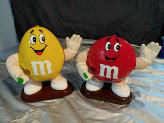 Vintage M&ms Yellow&red Candy Dispenser 1991 M&m Mars 10 " Tall _b3