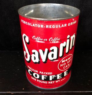 Rustic Vintage Savarin 1 Pound Coffee Can Tin Drip Grind Percolator Not Keywind