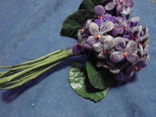 Vintage 30s 40s Velvet Violets Flowers Millinery Corsage Pick Pin