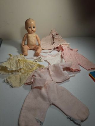 Vintage Vogue Baby Doll 8 1/2 " Ginnette With Clothes And Shoes