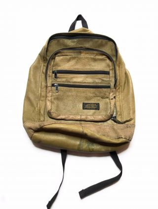 Vintage 90s Eddie Bauer Distressed Brown Leather Classic Backpack