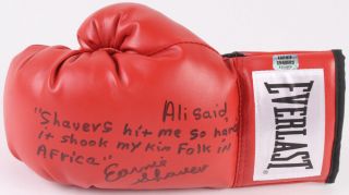 Earnie Shavers Signed Everlast Boxing Left Glove With Ali Africa Kin Folk Quote