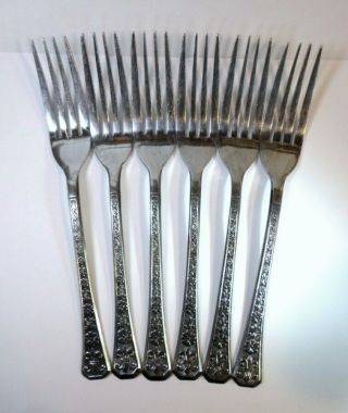Vintage Interpur Stainless Florenz Dinner Forks Set Of 6 Vgc Korea 7 - 1/2 " Long