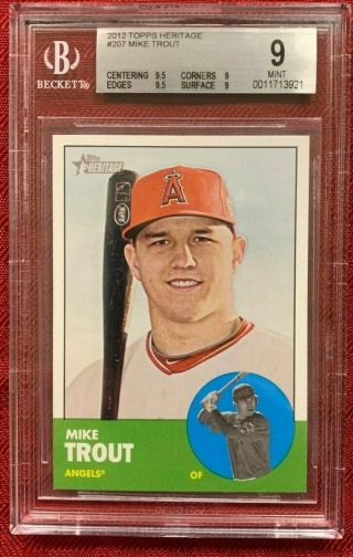 Mike Trout 2012 Topps Heritage 207 Rookie Bgs 9 Angels