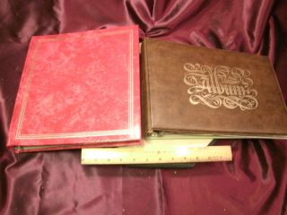 2 Vtg Photo/photograph Albums - Red & Faux Leather Brown -