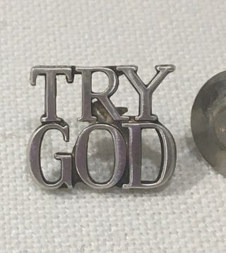 Tiffany & Co.  Sterling Silver 925 Vintage Try God Tie Tack Lapel Pin 1.  3gr