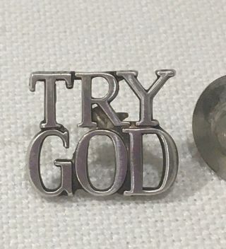 Tiffany & Co.  Sterling Silver 925 Vintage TRY GOD Tie Tack Lapel Pin 1.  3gr 2